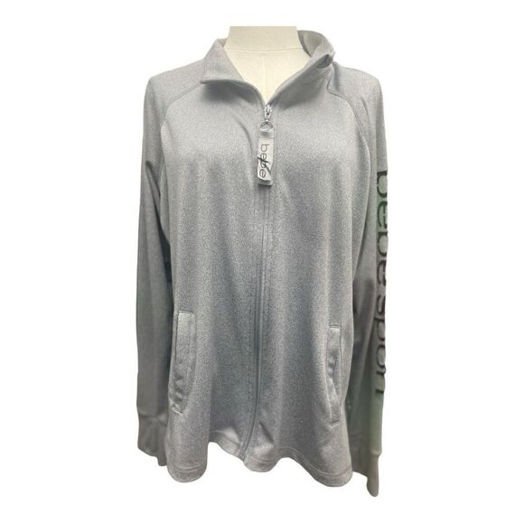 Bebe Sport Gray Plus Size Athletic Full Zip Logo Jacket Size 1X - Picture 1 of 6